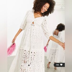 ASOS White Eyelet Midi Dress